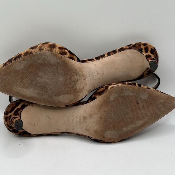 Ann Taylor Leopard Print Haircalf Slingback Pumps Size 7M Kitten Heel - Picture 13 of 14